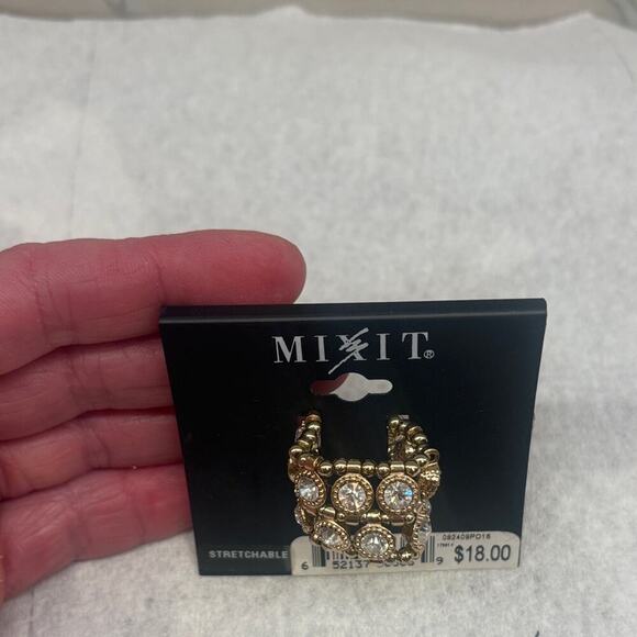 Mixit Gold Stretchable Ring with Sparkling Accents - Picture 2 of 4